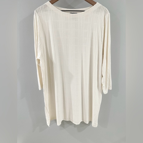 J. Jill Wearever Collection 3/4 Sleeve Textured Tunic Off-White Size XL - Picture 4 of 6